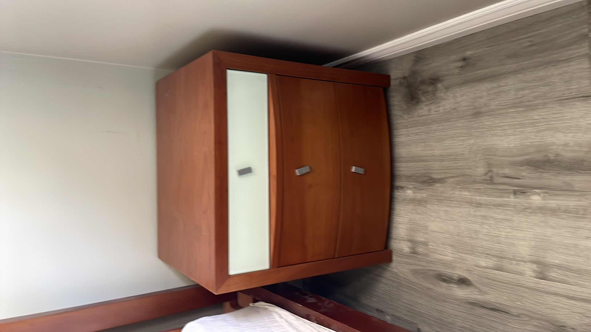 Photo 1 of MID CENTURY MODERN WOOD BEDSIDE TABLE 21”x18”x 22”H