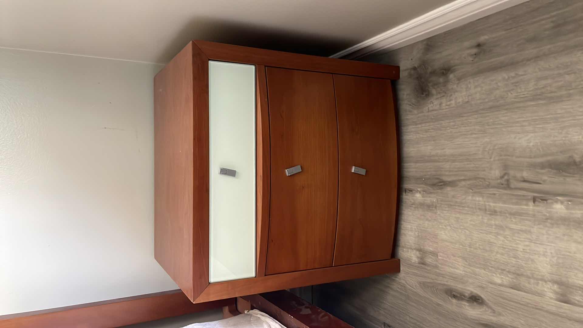 Photo 1 of MID CENTURY MODERN WOOD BEDSIDE TABLE 21”x18”x 22”H