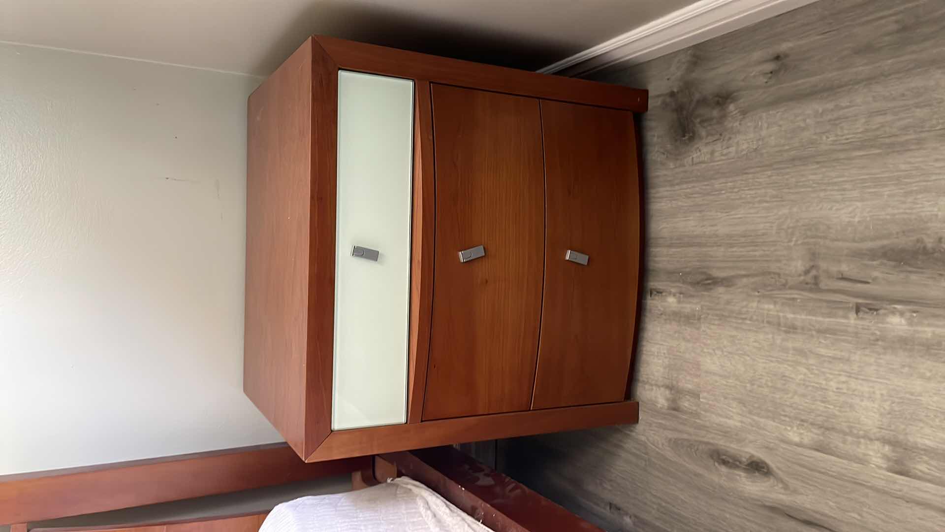 Photo 1 of MID CENTURY MODERN WOOD BEDSIDE TABLE 21”x18”x 22”H