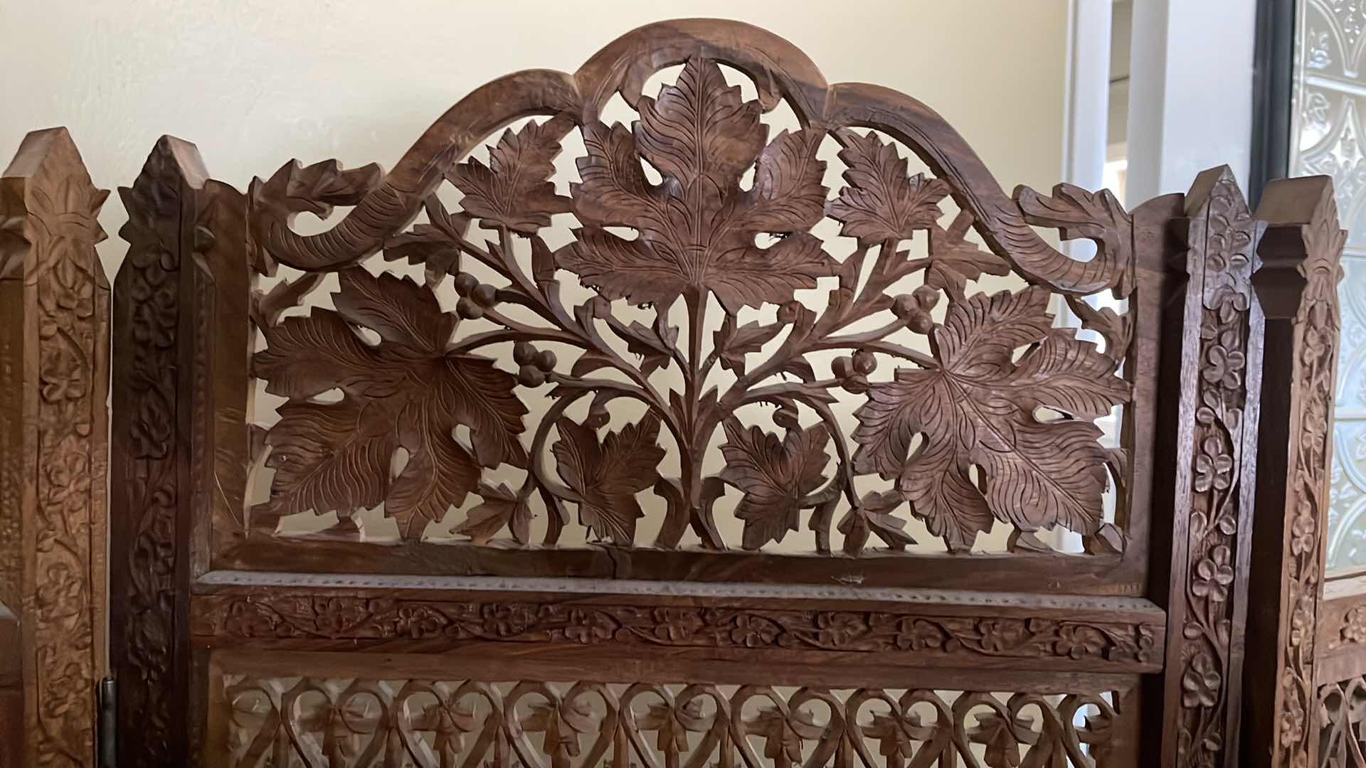 Photo 1 of HAND CARVED ROOM DIVIDER 46”x 68”H MISSING TOP PIECE ON END