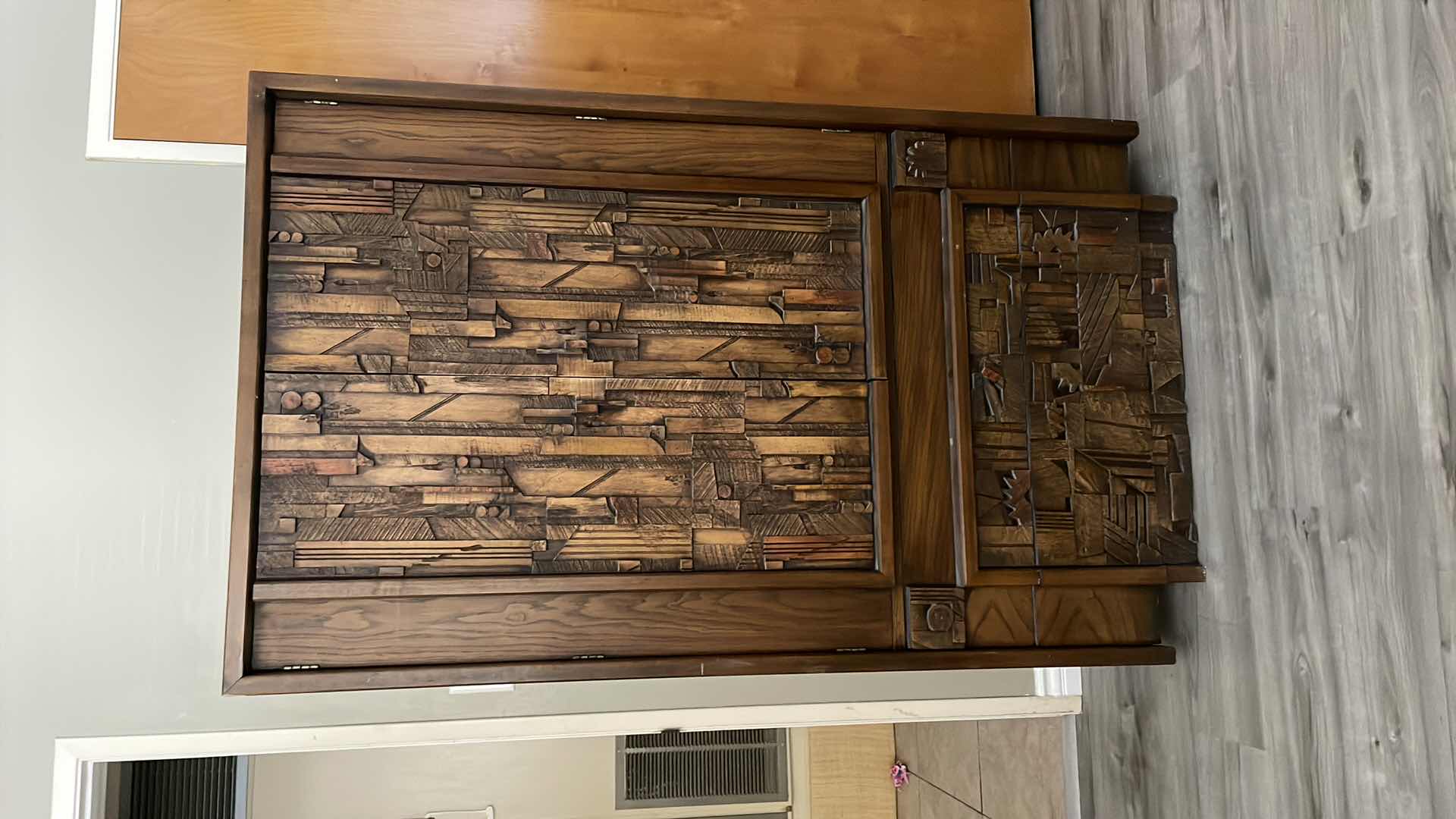 Photo 7 of VINTAGE MID 20TH CENTURY MODERN LANE PUEBLO BY PAUL EVANS BRUTALIST ARMOIRE/WARDROBE 40" × 18" H 66"