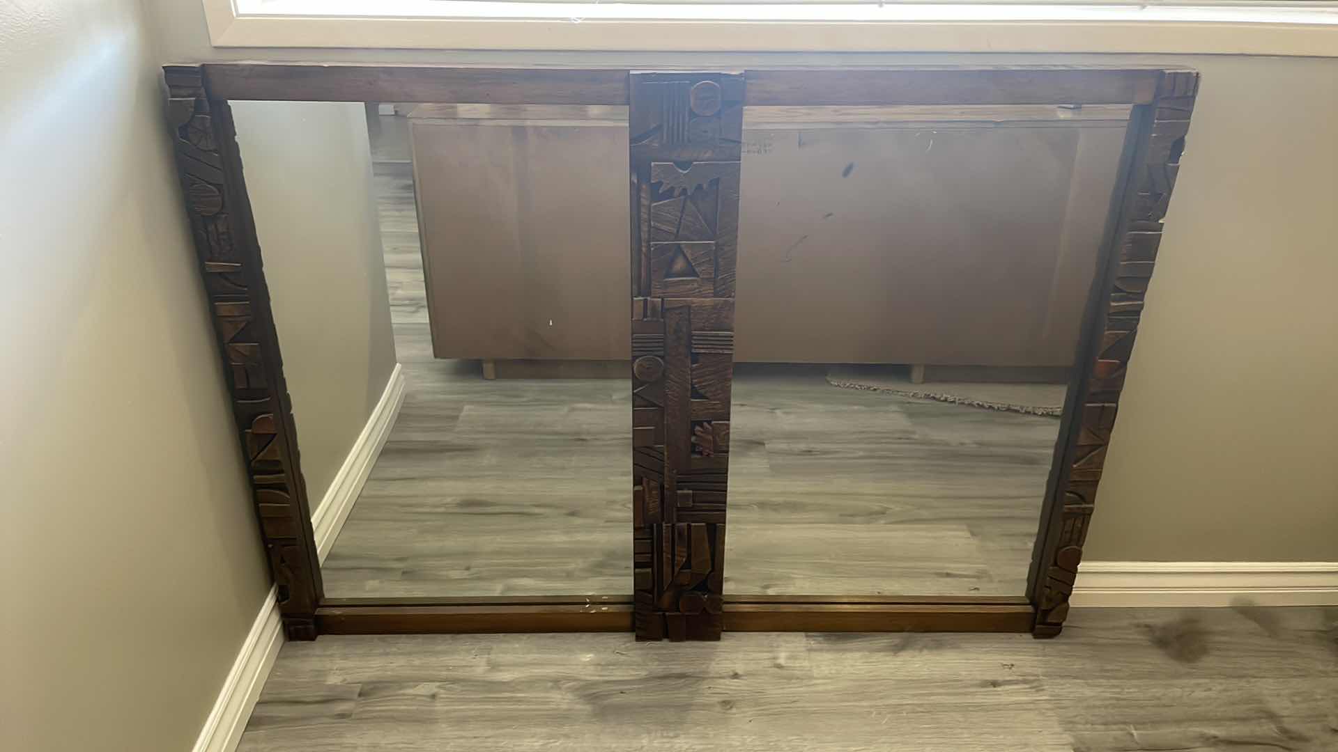 Photo 5 of VINTAGE MID 20TH CENTURY LANE PAUL EVANS BRUTALIST 9 DRAWER DRESSER WITH MIRROR
72”x 18” H 30” MIRROR 57”x 41”