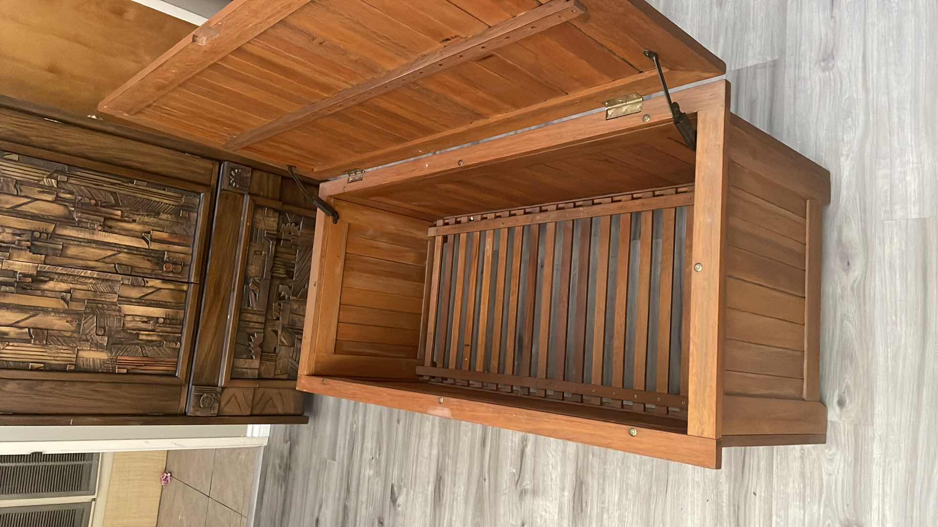 Photo 1 of WOODEN STORAGE BENCH 51”x25”x21”H