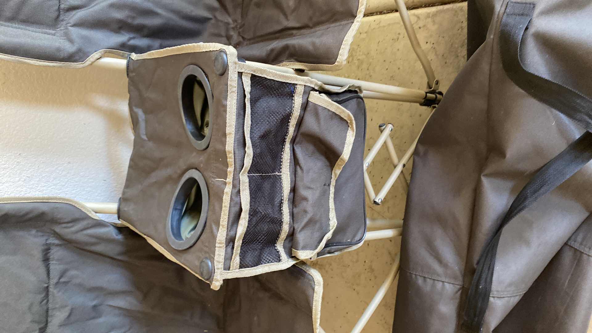 Photo 1 of MAC CABEE DOUBLE FOLDING CHAIR WITH DRINK HOLDER AND BAG