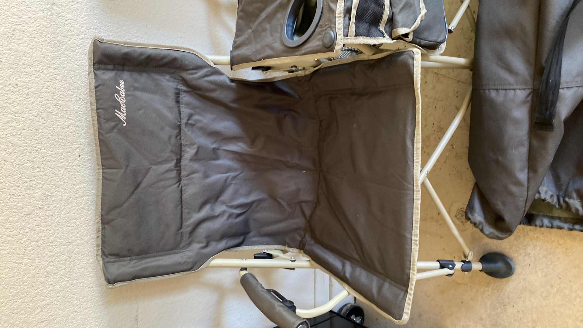 Photo 1 of MAC CABEE DOUBLE FOLDING CHAIR WITH DRINK HOLDER AND BAG