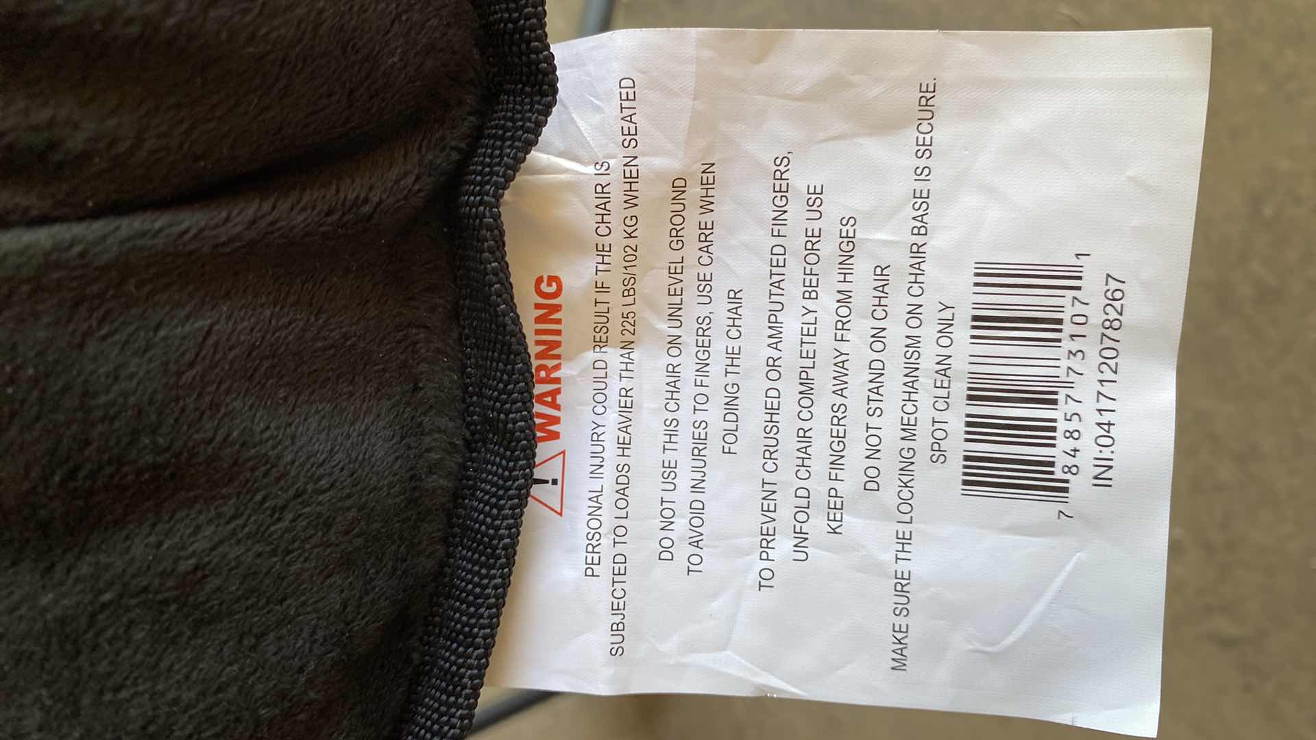 Photo 1 of FOLDING CHAIR WITH BLACK COVER