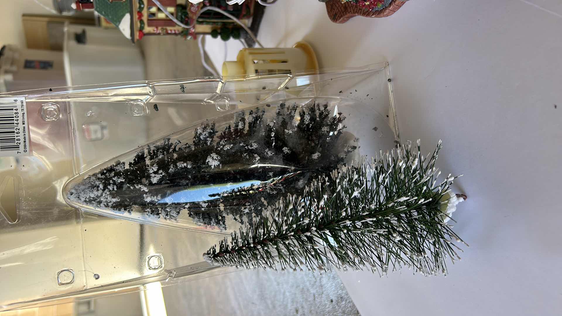 Photo 1 of LARGE TOTE WITH CHRISTMAS VILLAGE LIGHT UP HOUSES TALLEST 14”