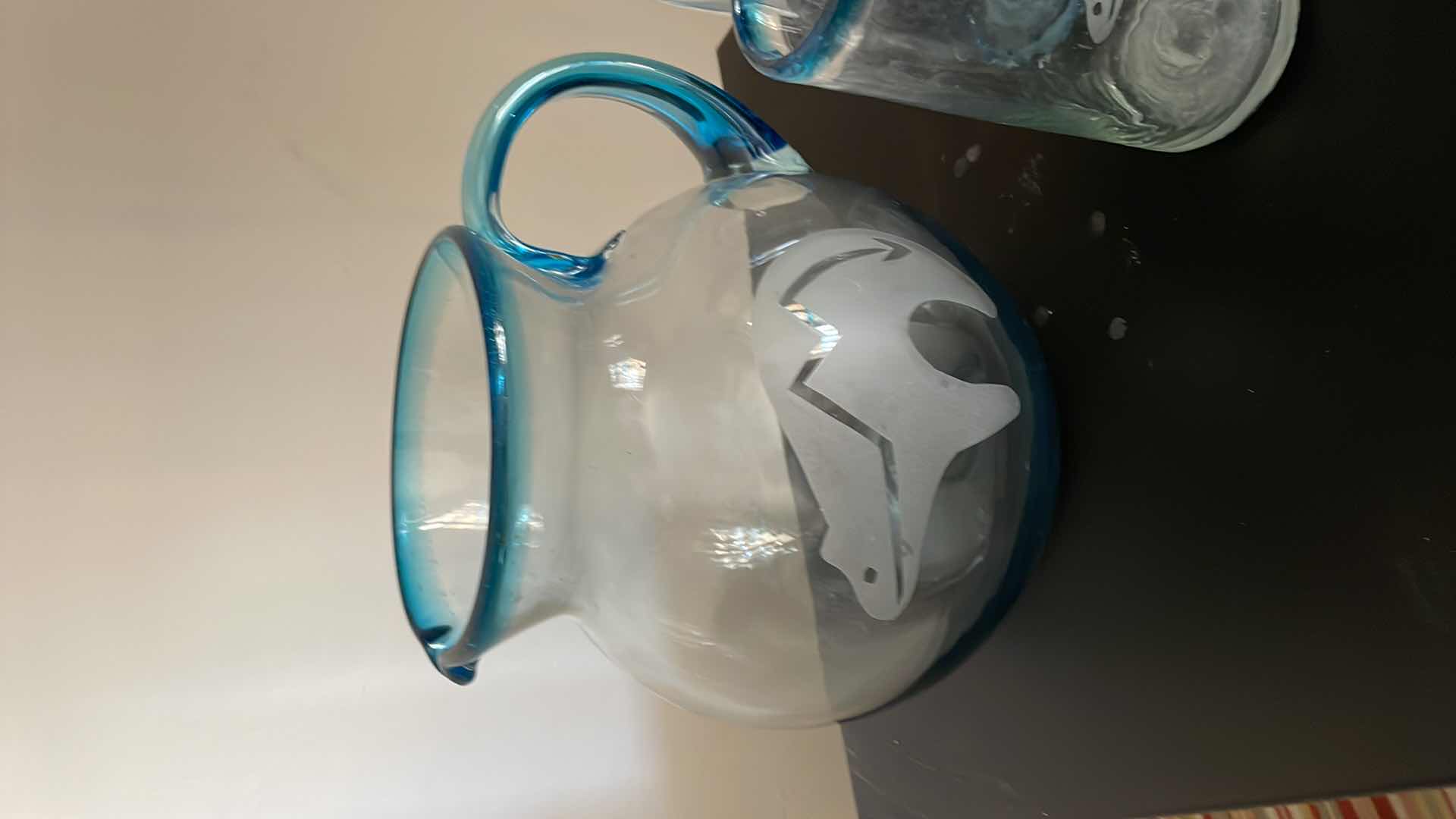 Photo 1 of HAND BLOWN GLASS PITCHER AND GLASSES