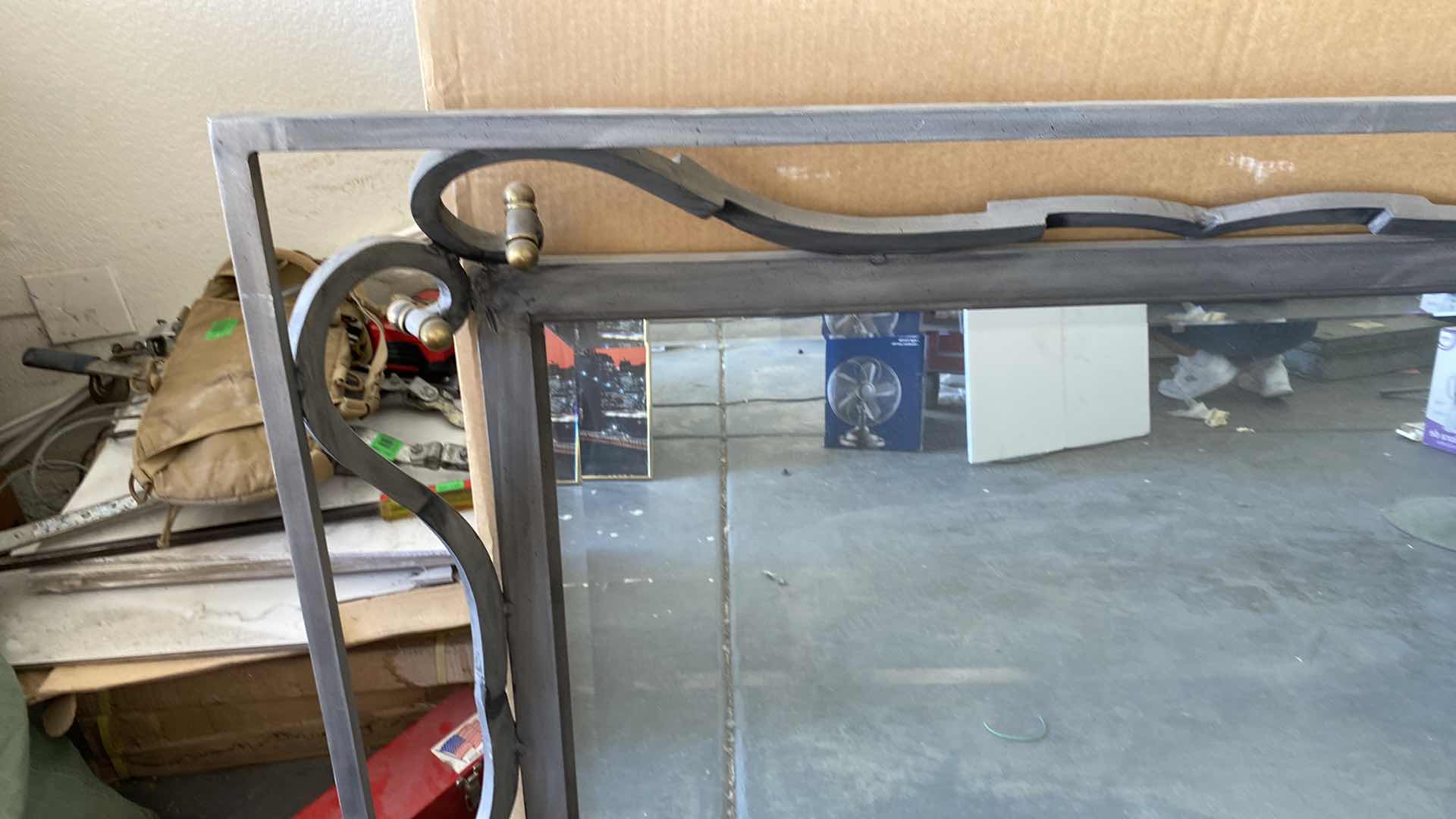Photo 1 of HEAVY IRON BEVELED GLASS MIRROR 52” x 39”