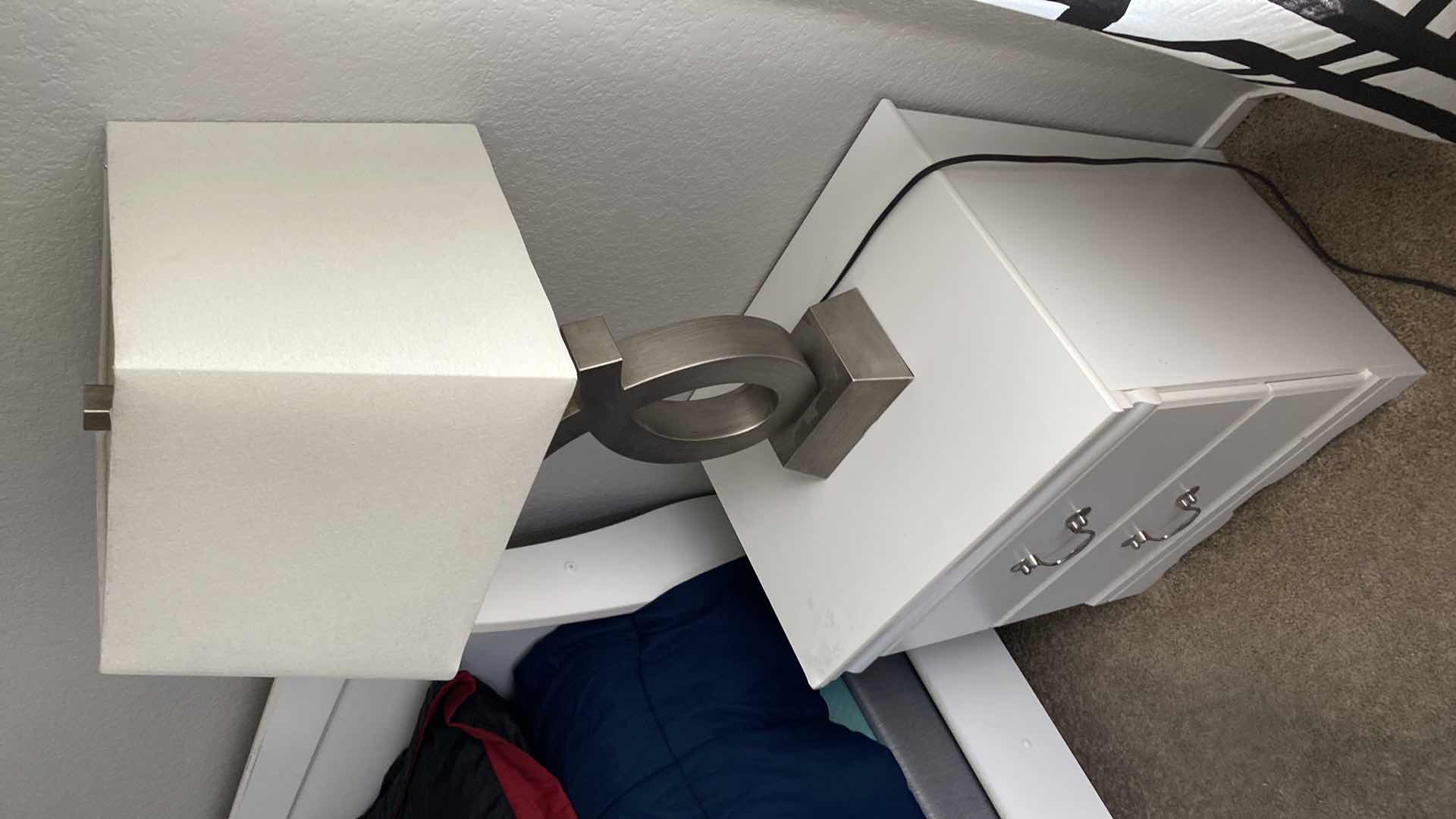 Photo 1 of ASHLEY NIGHT STAND  20“ x 16“ H25“
WITH SILVER TABLE LAMP H28”