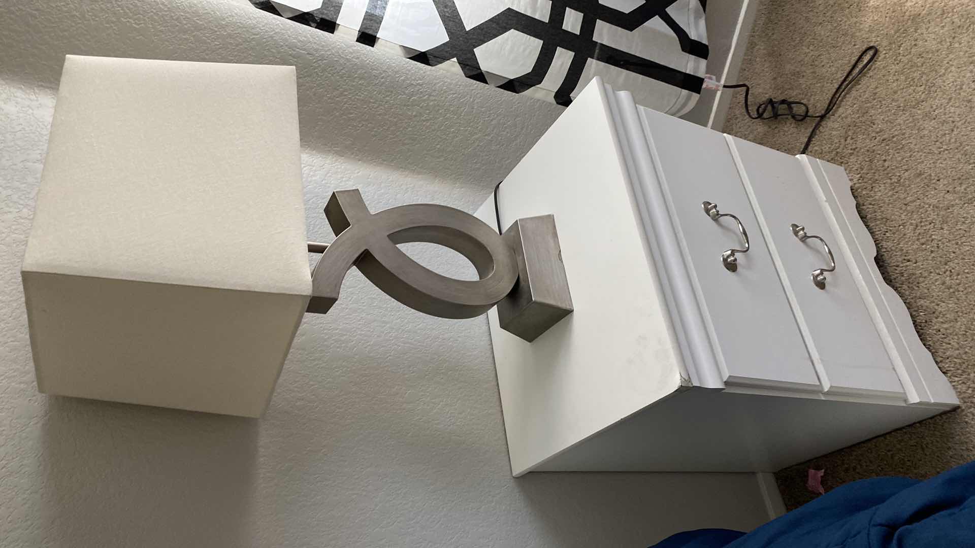 Photo 1 of ASHLEY NIGHT STAND  20“ x 16“ H25“
WITH SILVER TABLE LAMP H28”