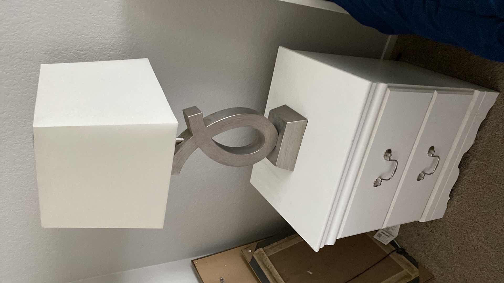 Photo 1 of ASHLEY NIGHT STAND  20“ x 16“ H25“
WITH SILVER TABLE LAMP H28”