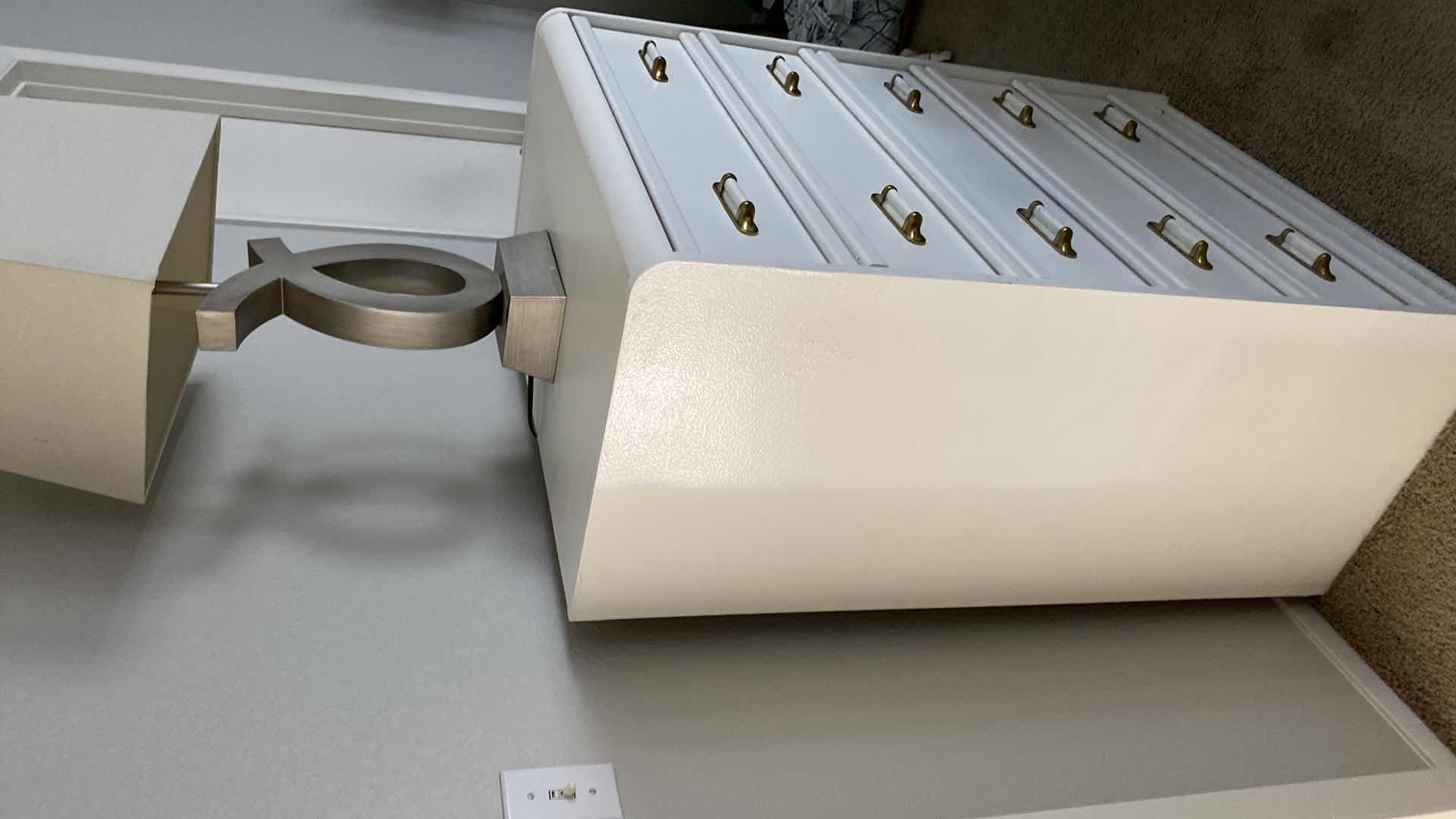 Photo 1 of ASHLEY FURNITURE 5 DRAWER CHEST 29“ x 18“ x H 43 “ AND SILVER TABLE LAMP H 28”