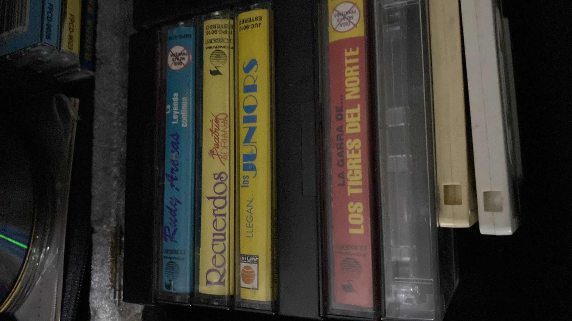 Photo 1 of BOX OF CASSETTES AND BAG OF CDS VARIOUS ARTISTS