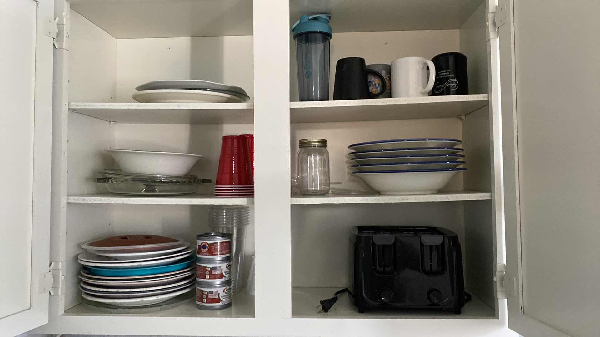 Photo 1 of CONTENTS KITCHEN CABINET TOASTER DISHES CUPS