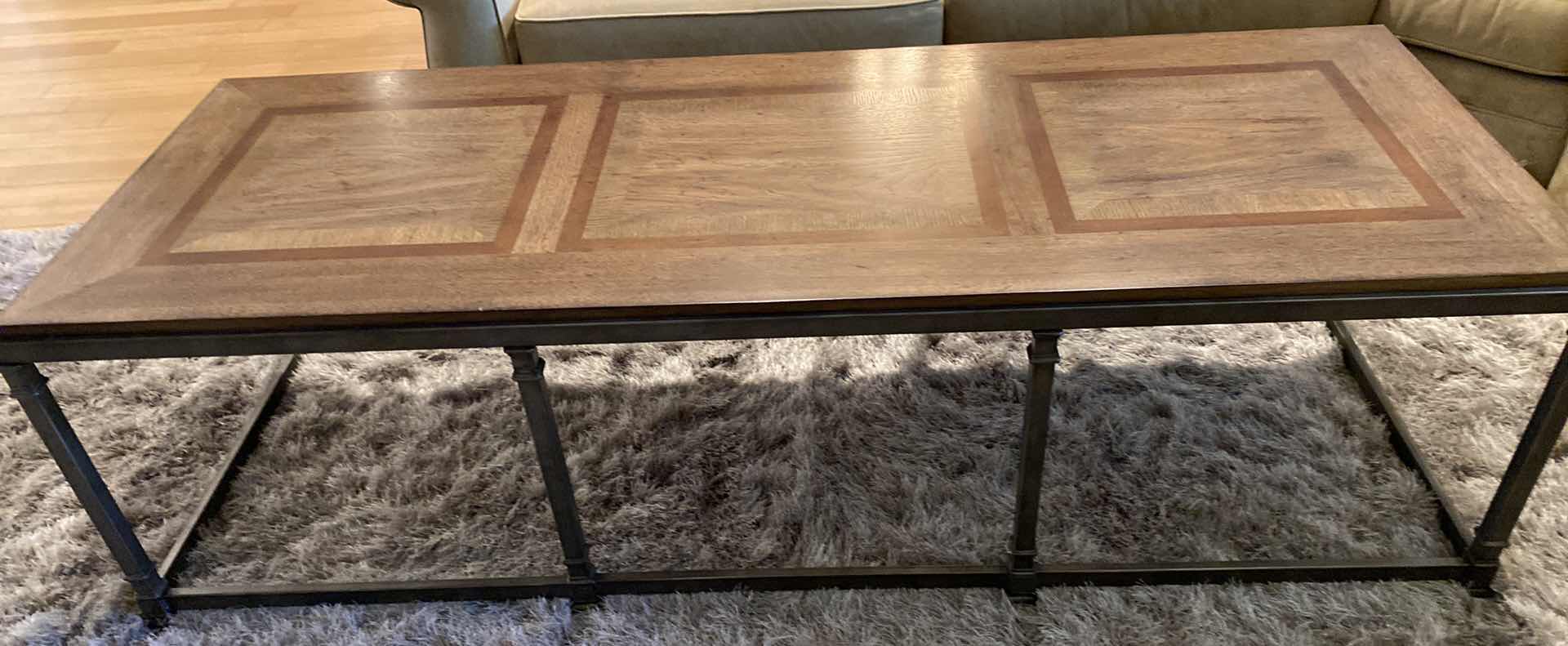 View 1 of UNIVERSAL FURNITURES IRON AND WOOD COFFEE TABLE 68 1/2“ x 25 1/2“ H 20 1/2”