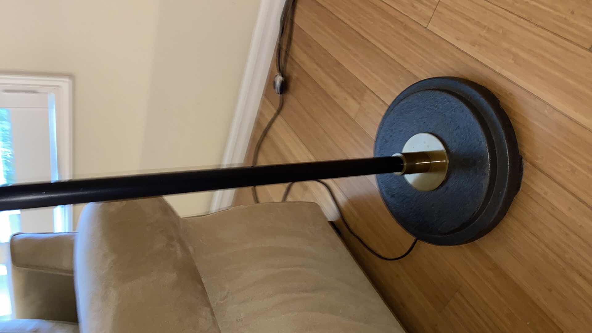 Photo 1 of CONTEMPORARY 86” ARC FLOOR LAMP WITH BURLAP SHADE 