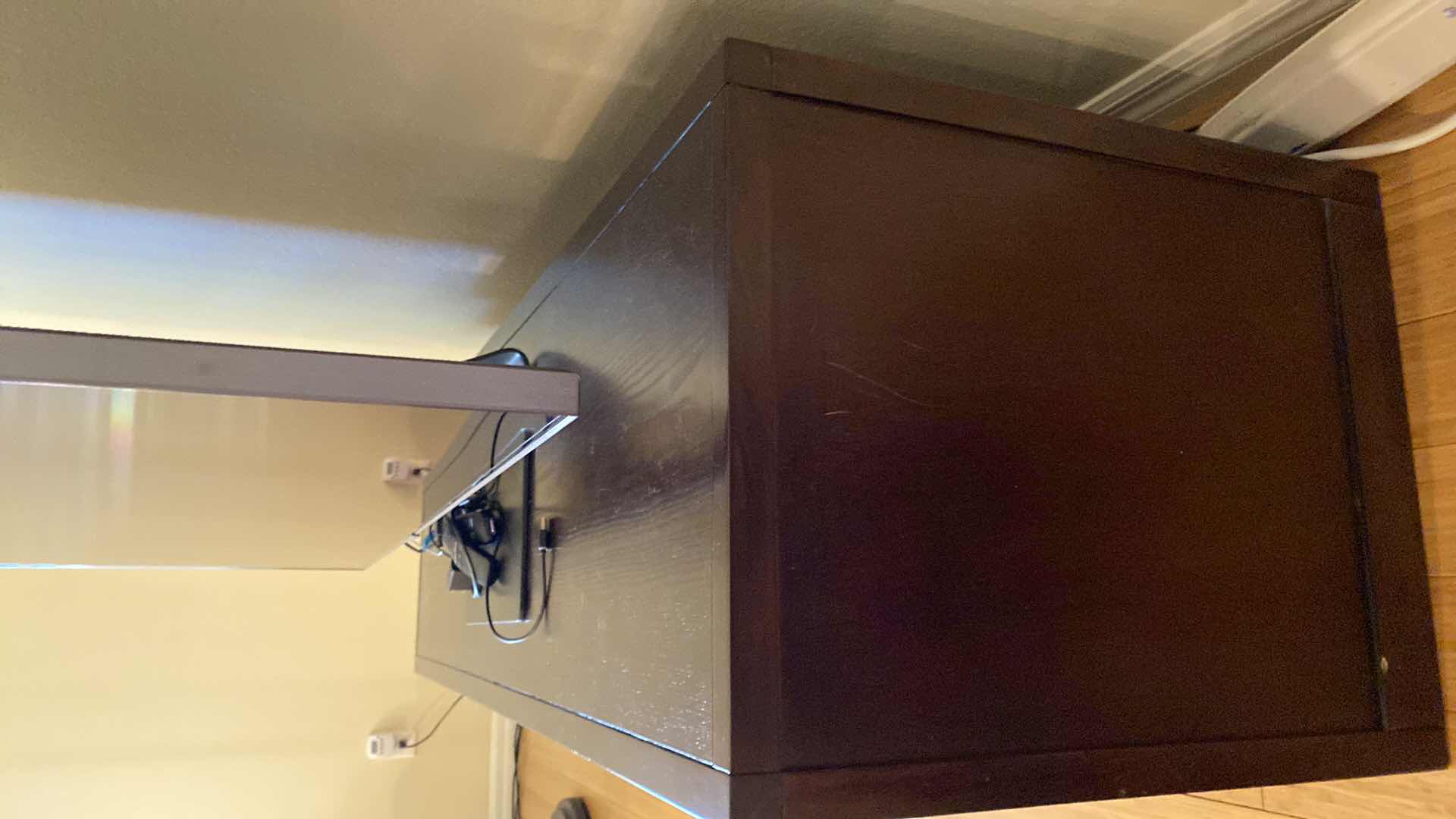 Photo 4 of DARK WOOD TV STAND 56“ x 18“ H22" (ELECTRONICS SOLD SEPARATELY)