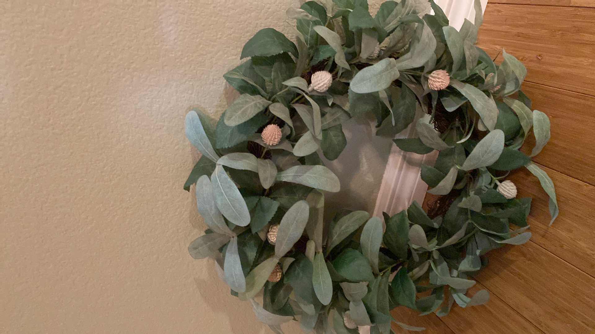 Photo 1 of CERAMICS VASE 6” x 11” WITH FAUX FLORAL AND WREATH