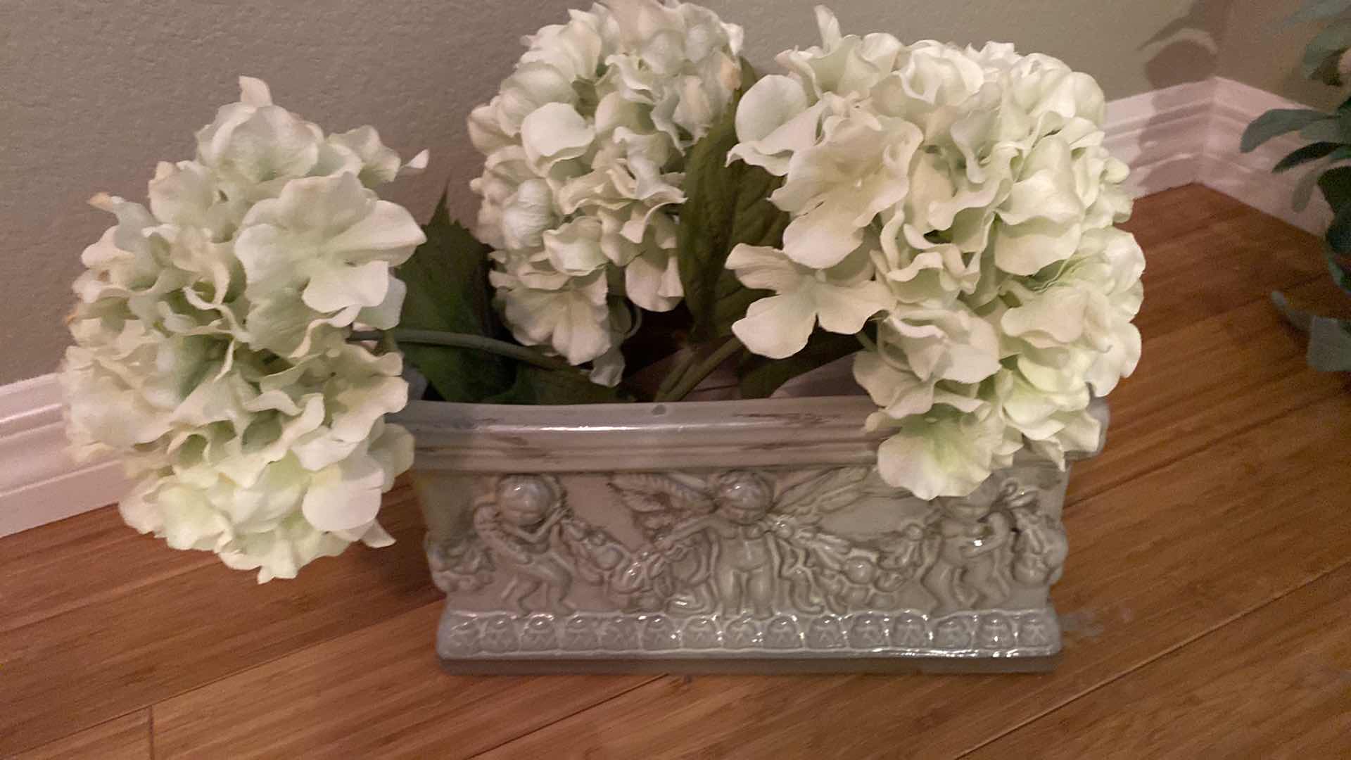 Photo 1 of CERAMICS VASE 6” x 11” WITH FAUX FLORAL AND WREATH