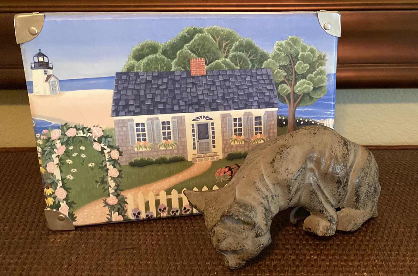 Photo 1 of STORAGE BOX 11 1/2” x 8 1/2” H 6” AND METAL CAT 8” x 4”