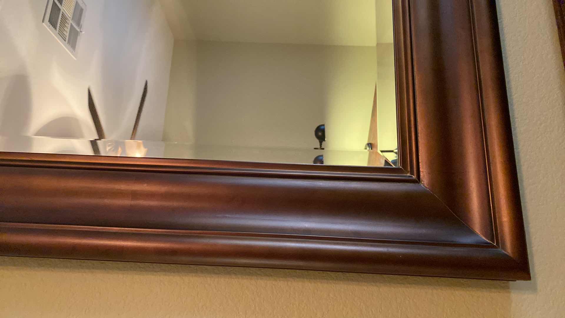 Photo 1 of WOOD COPPER COLOR FRAMED BEVELED MIRROR 45“ x 33“