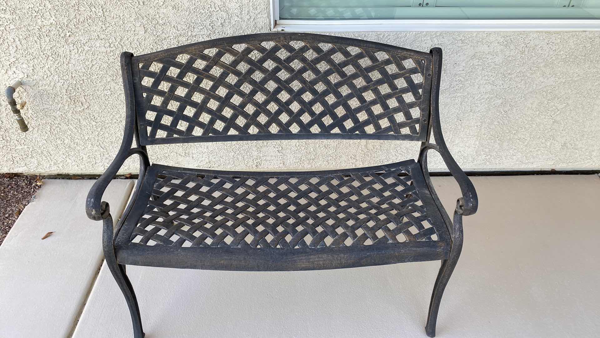 Photo 1 of BASKETWEAVE ALUMINUM OUTDOOR BENCH 41“ x 22“ H 33”