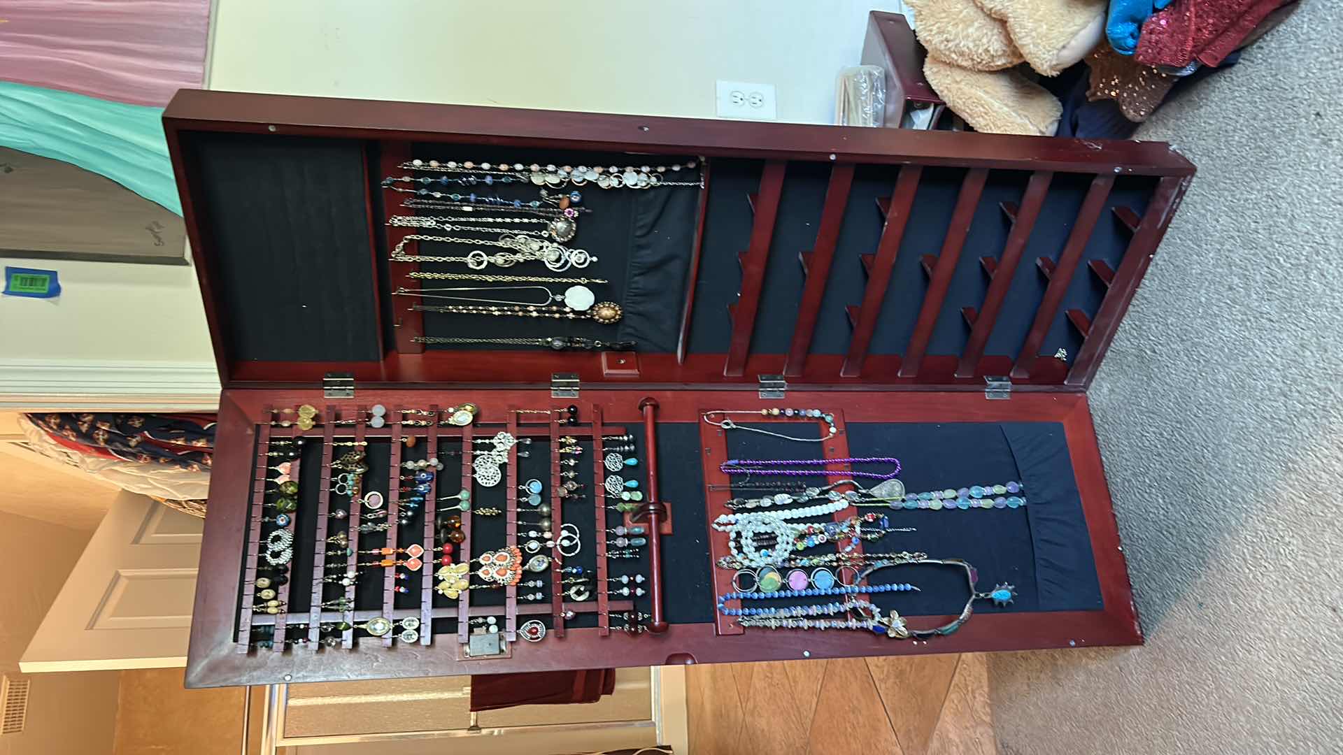 Photo 1 of LARGE WALL/DOOR JEWELRY CABINET WITH COSTUME JEWELRY (ENTIRE CONTENTS) 14 1/2” x 48 1/2