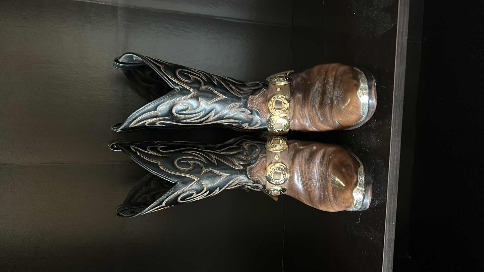 Photo 1 of MENS BLACK AND BROWN LEATHER COMBOY BOOTS