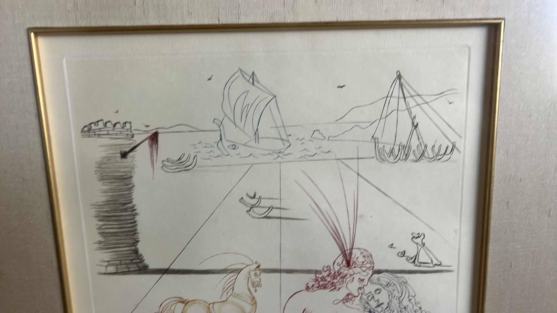 Photo 1 of ARTIST SIGNED AND NUMBERED  SALVADOR DALI "PARIS AND HELEN OF TROY LOVES", FRAMED ARTWORK 22 1/2” x 30”
$2,000.