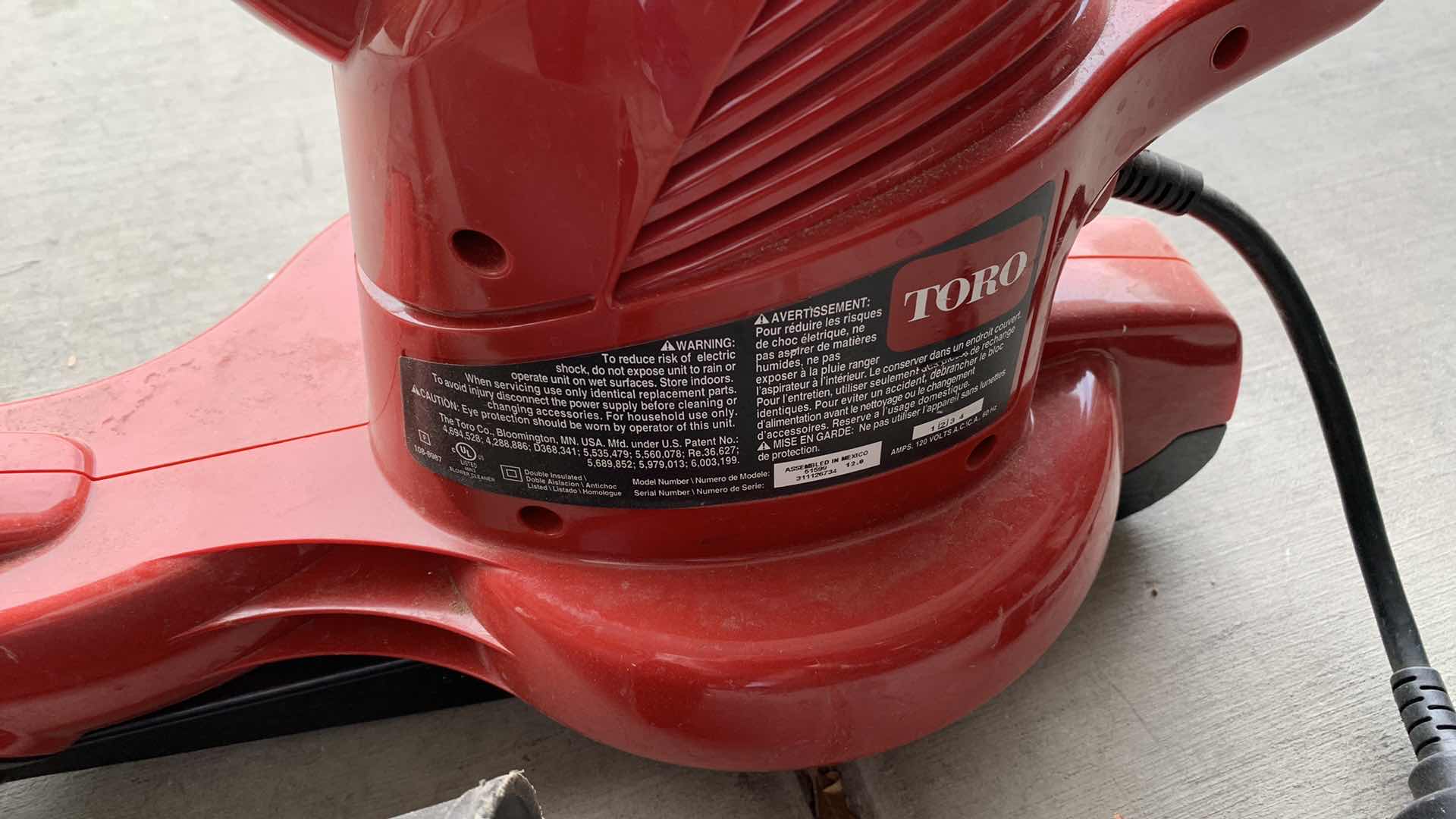Photo 2 of TORO ULTRA BLOWER VAC