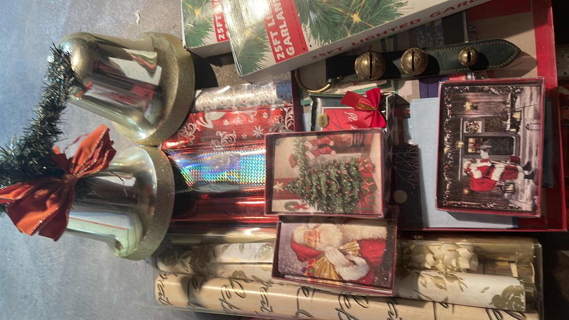 Photo 1 of CHRISTMAS WRAPPING PAPER, CARDS , BOWS , BELLS & GARLAND
