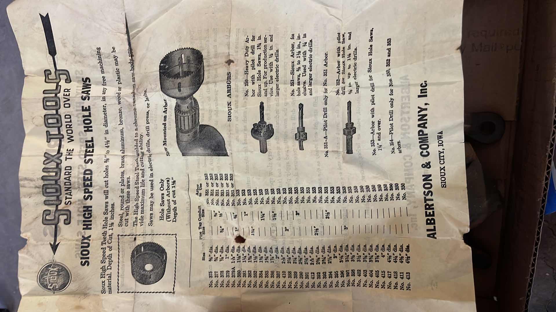 Photo 1 of 10-SIOUX HIGH SPEED STEEL HOLE SAWS