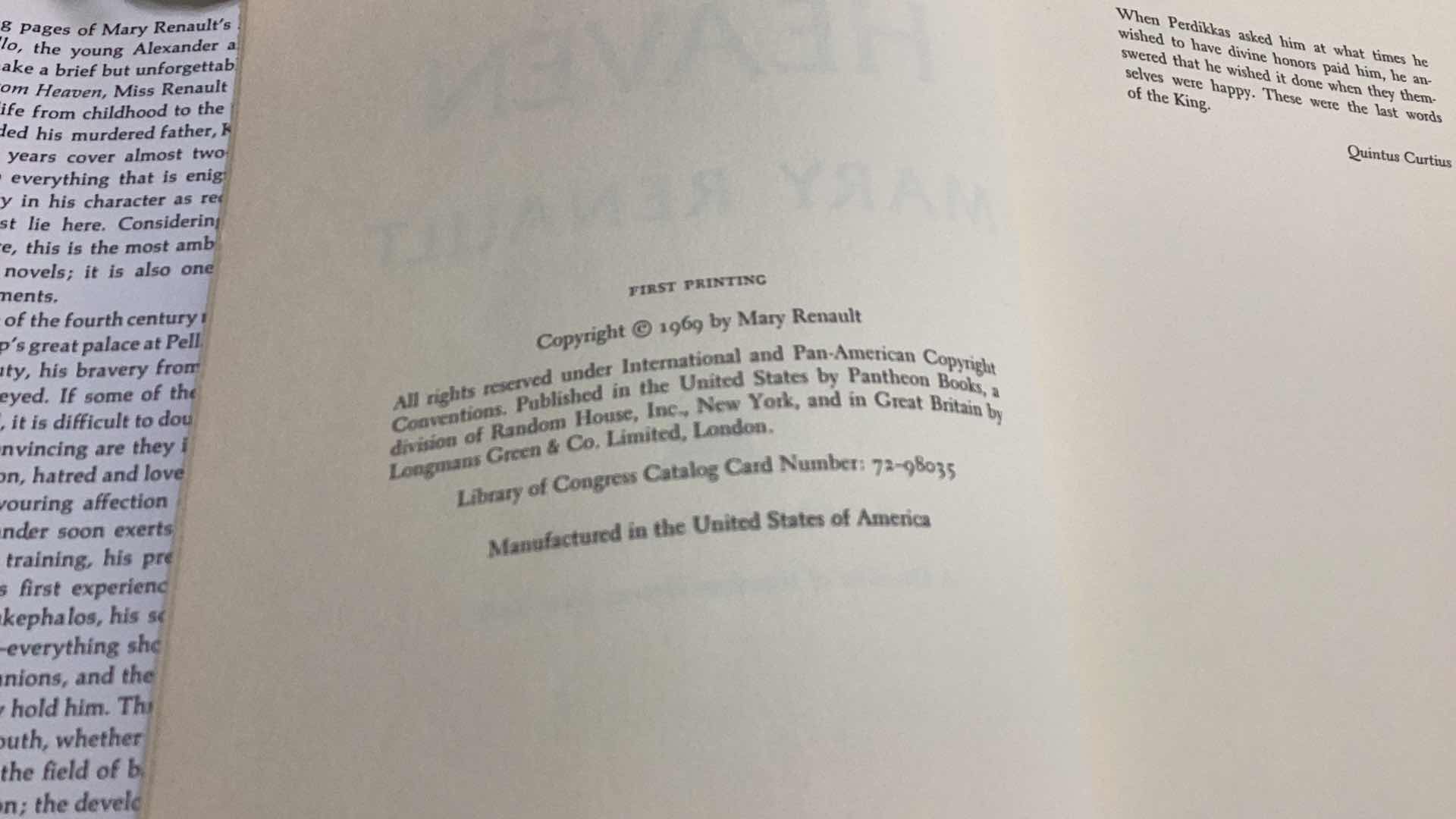 Photo 1 of FIRST EDITION 1969 “FIRE FROM HEAVEN “ BY MARY RENAULT