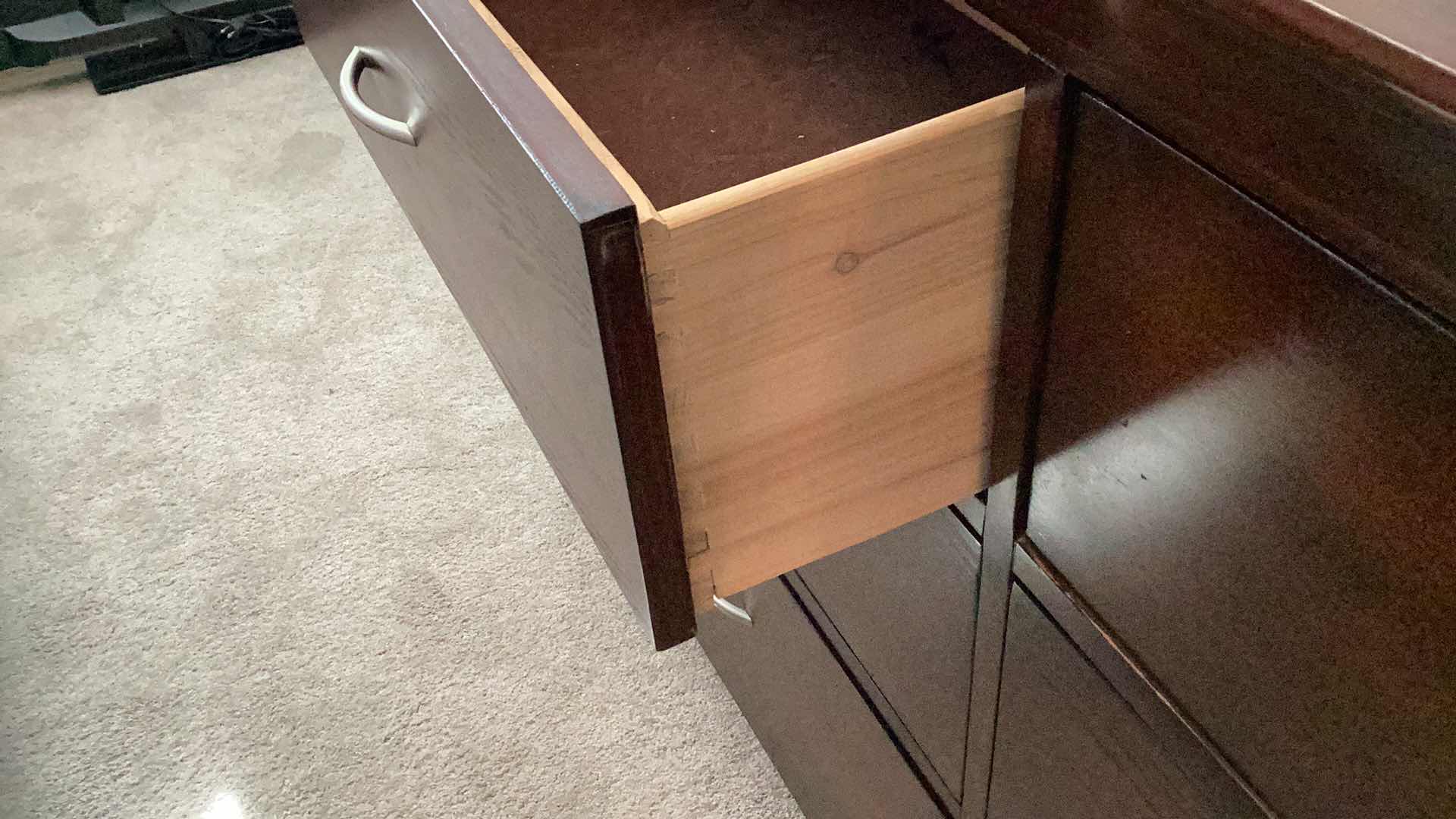 Photo 1 of MAHOGANY SOLID WOOD 6 DRAWER DRESSER 56”x18”x35” - MORE OF THIS COLLECTION IN AUCTION 