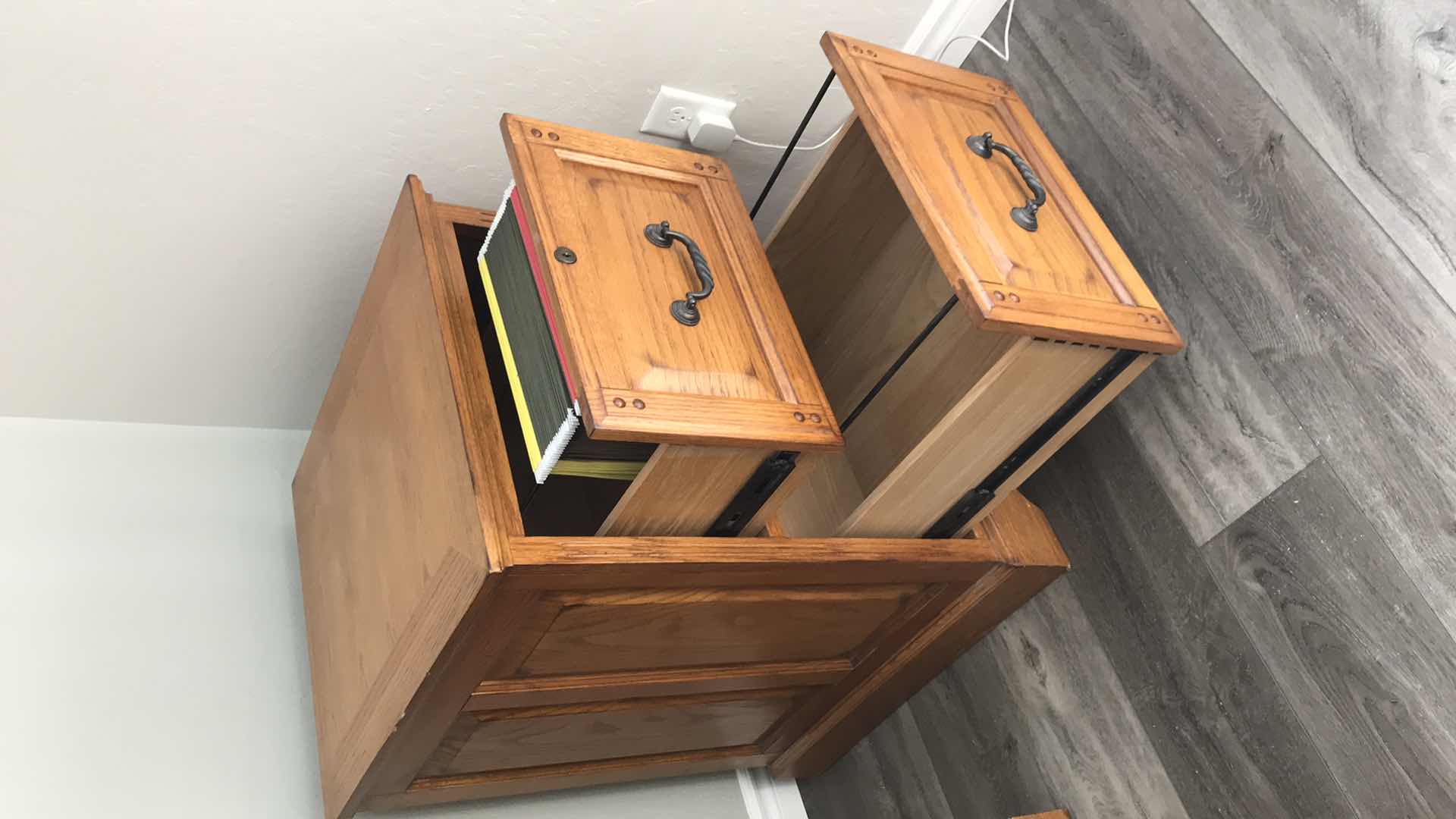 Photo 1 of GOLDEN OAK TRADITIONAL FILE CABINET 21”x25”x30”- MORE OF THIS COLLECTION IN AUCTION -BUYER TO REMOVE FROM SECOND FLOOR-  VERY HEAVY- BRING HELP! 