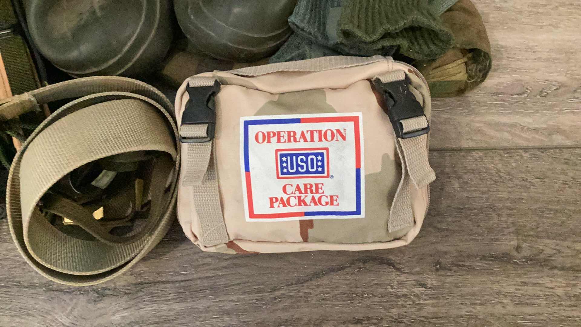 Photo 1 of VINTAGE MILITARY GEAR - BOOTS, BELTS, FLASH LIGHTS & MORE