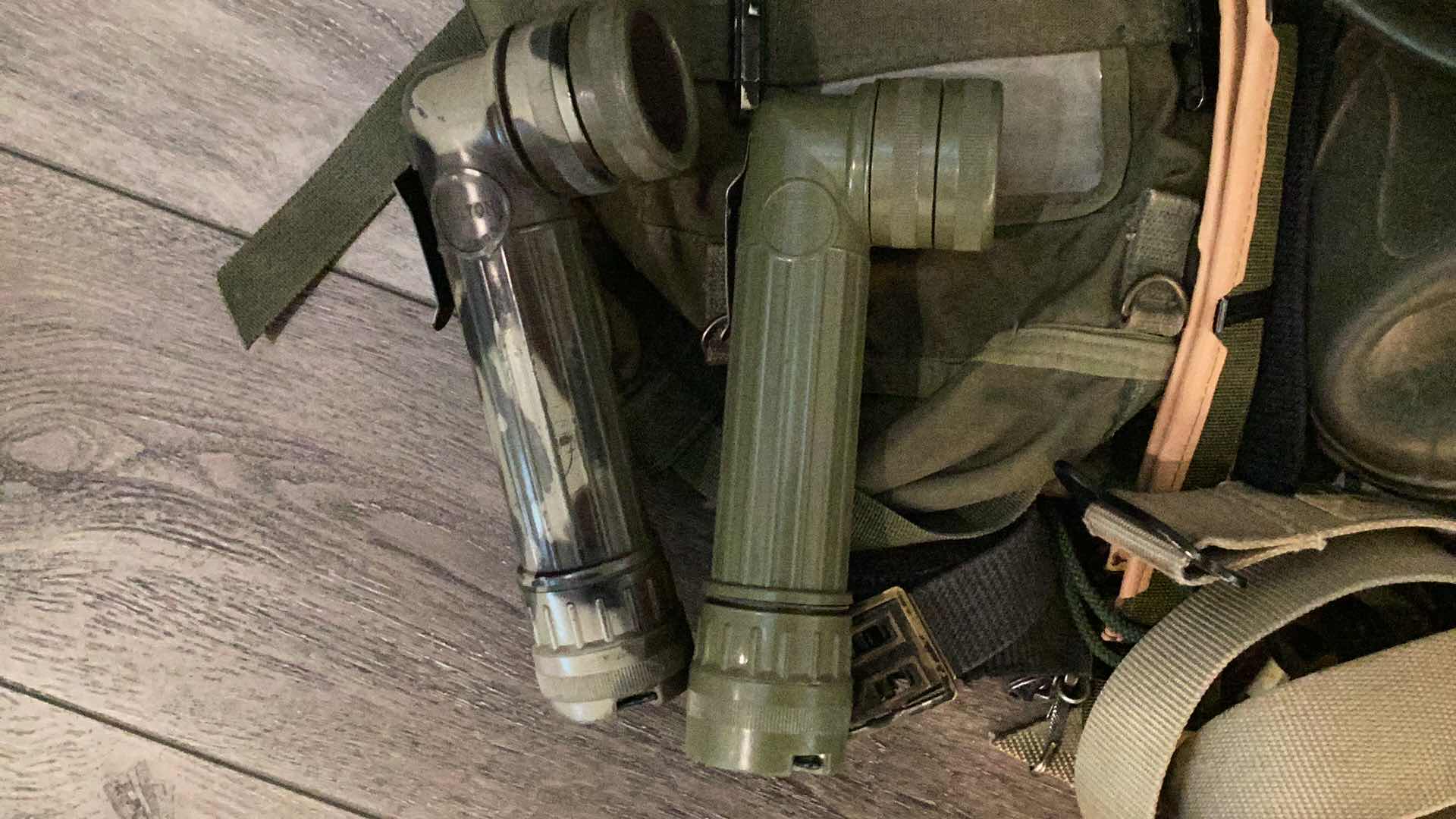 Photo 1 of VINTAGE MILITARY GEAR - BOOTS, BELTS, FLASH LIGHTS & MORE
