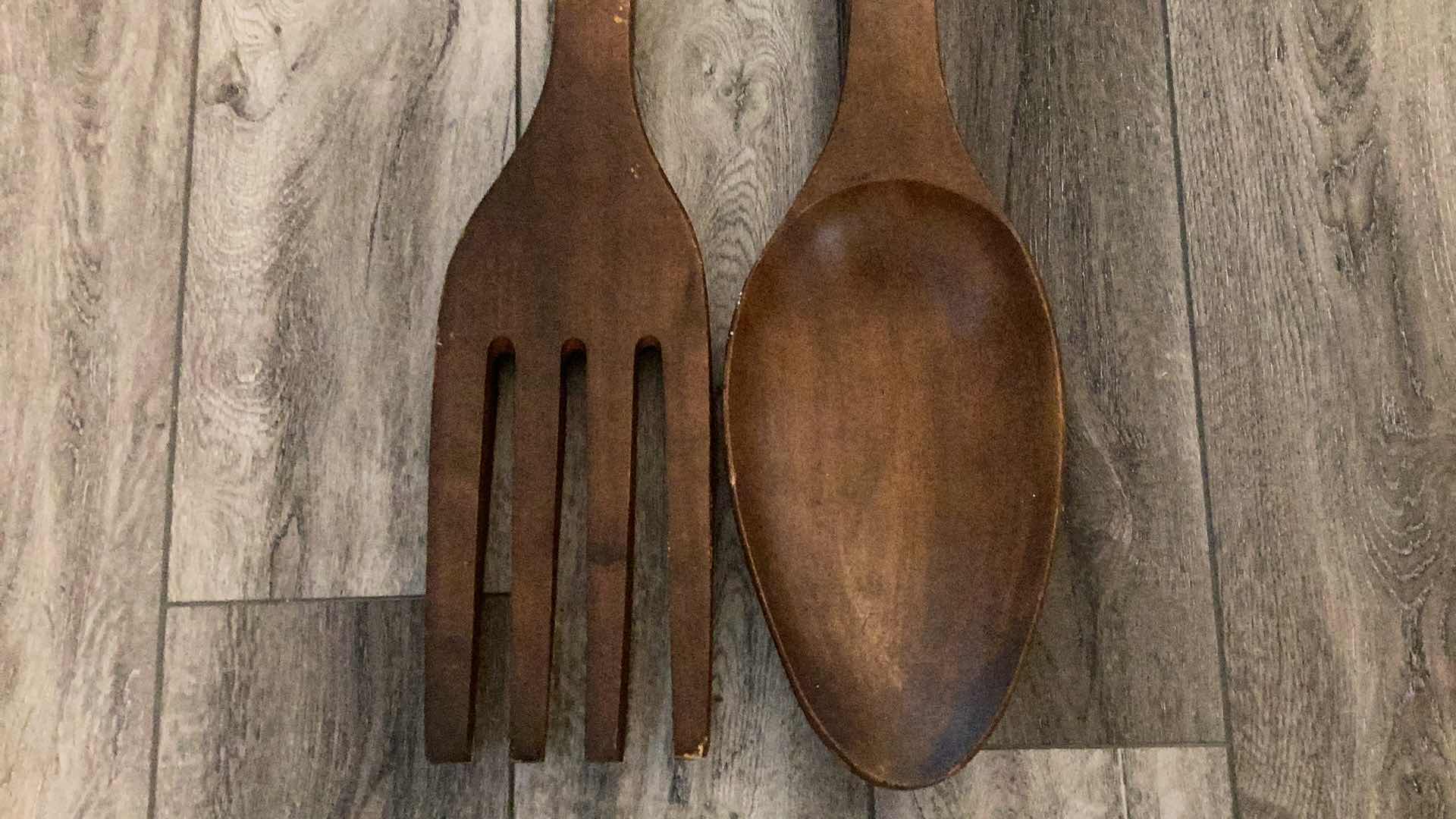 Photo 1 of VINTAGE HANDCRAFTED WOOD  FORK & SPOON - 41”