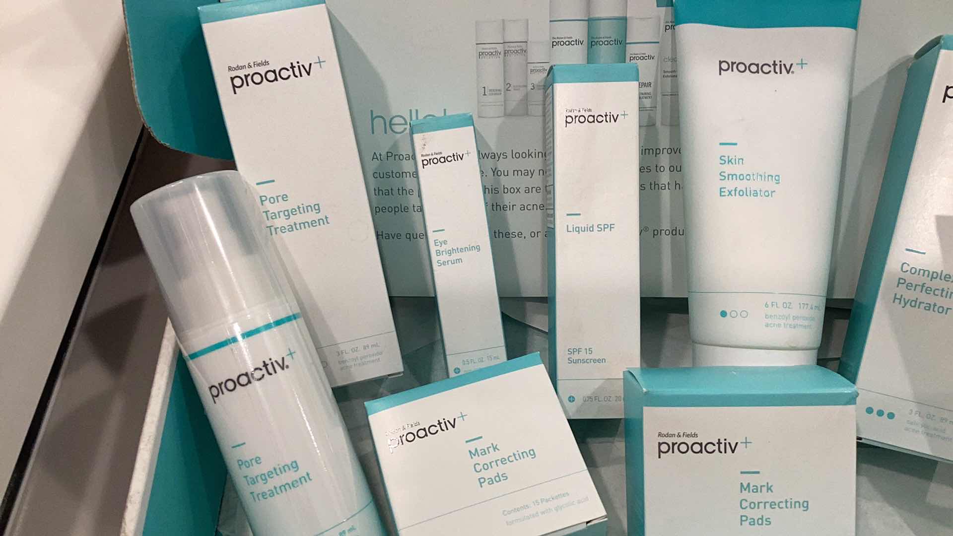 Photo 1 of PROACTIVE EXPIRED BUT FACTORY SEALED INCLUDES COMPLEXION PERFECTING HYDRATOR, SKIN SMOOTHING EXFOLIATOR, MARK CORRECTING PADS, AND OTHER SKIN ESSENTIALS FOR EVERYDAY ROUTINE. - 