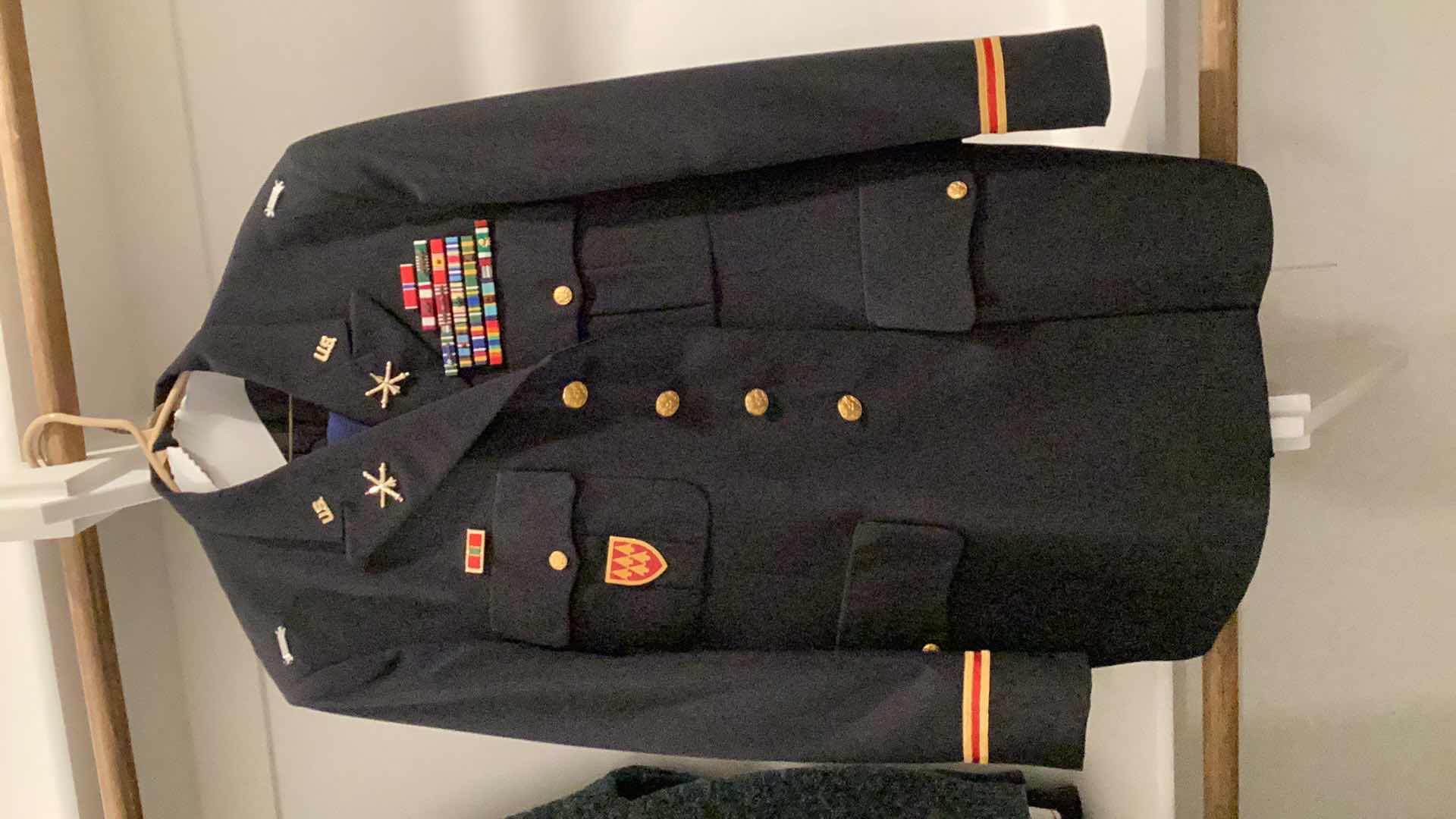 Photo 1 of AUTHENTIC MILITARY SUITE WITH BADGES AND AUTHENTIC MILITARY FORMAL PANTS.