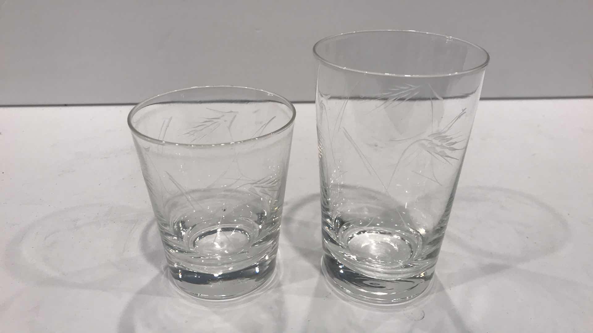 Photo 1 of VINTAGE ETCHED GLASS HAND BLOWN GLASSES - MORE OF THIS COLLECTION IN AUCTION 