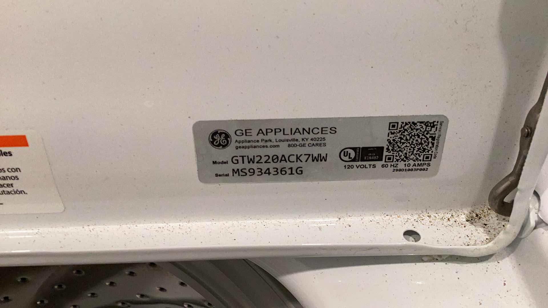 Photo 1 of GE 3.8 CU. FT. CAPACITY STAINLESS STEEL BASKET WASHING MACHINE.
