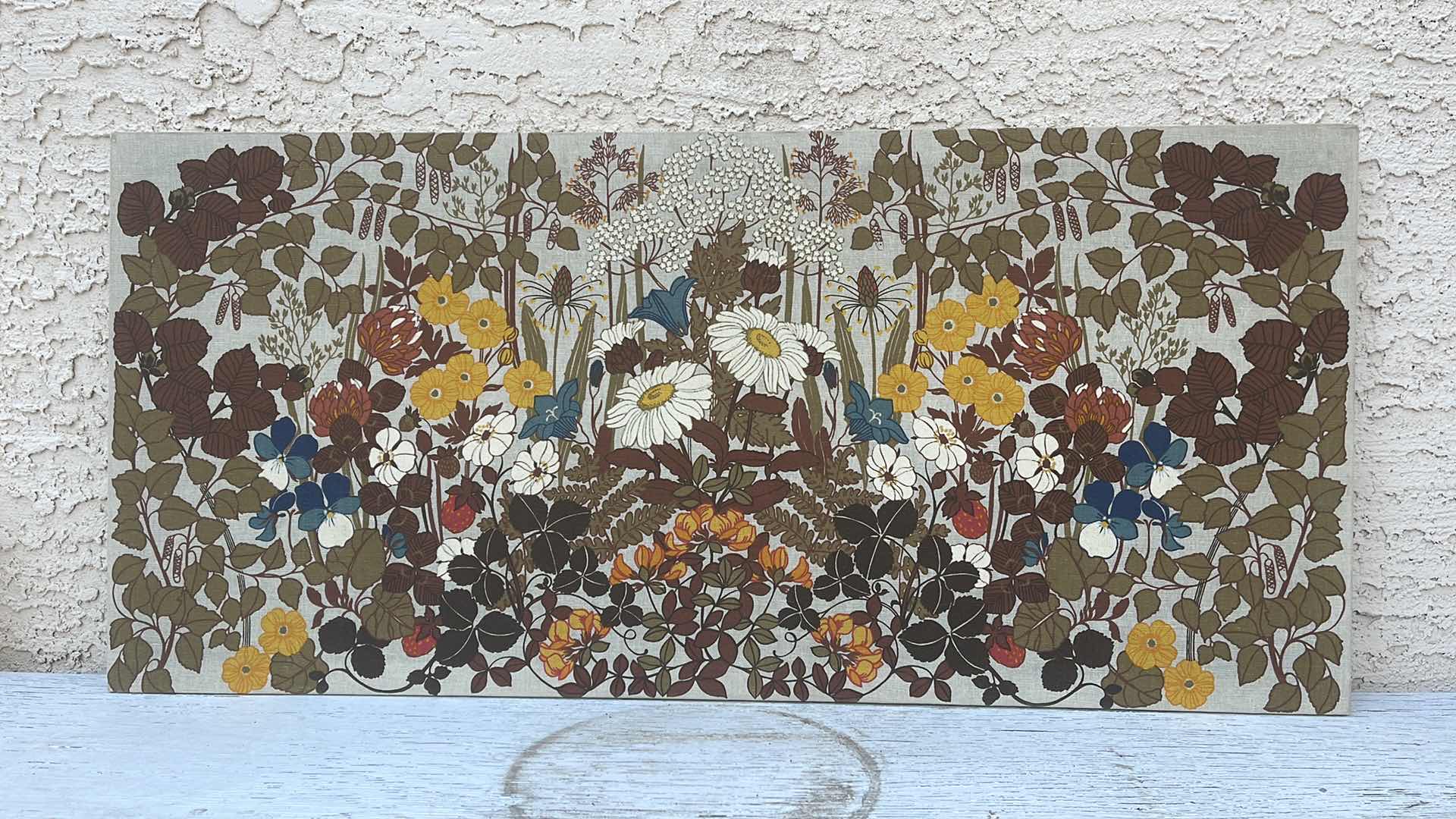 Photo 1 of VINTAGE FLORAL FABRIC ART 52”x24”