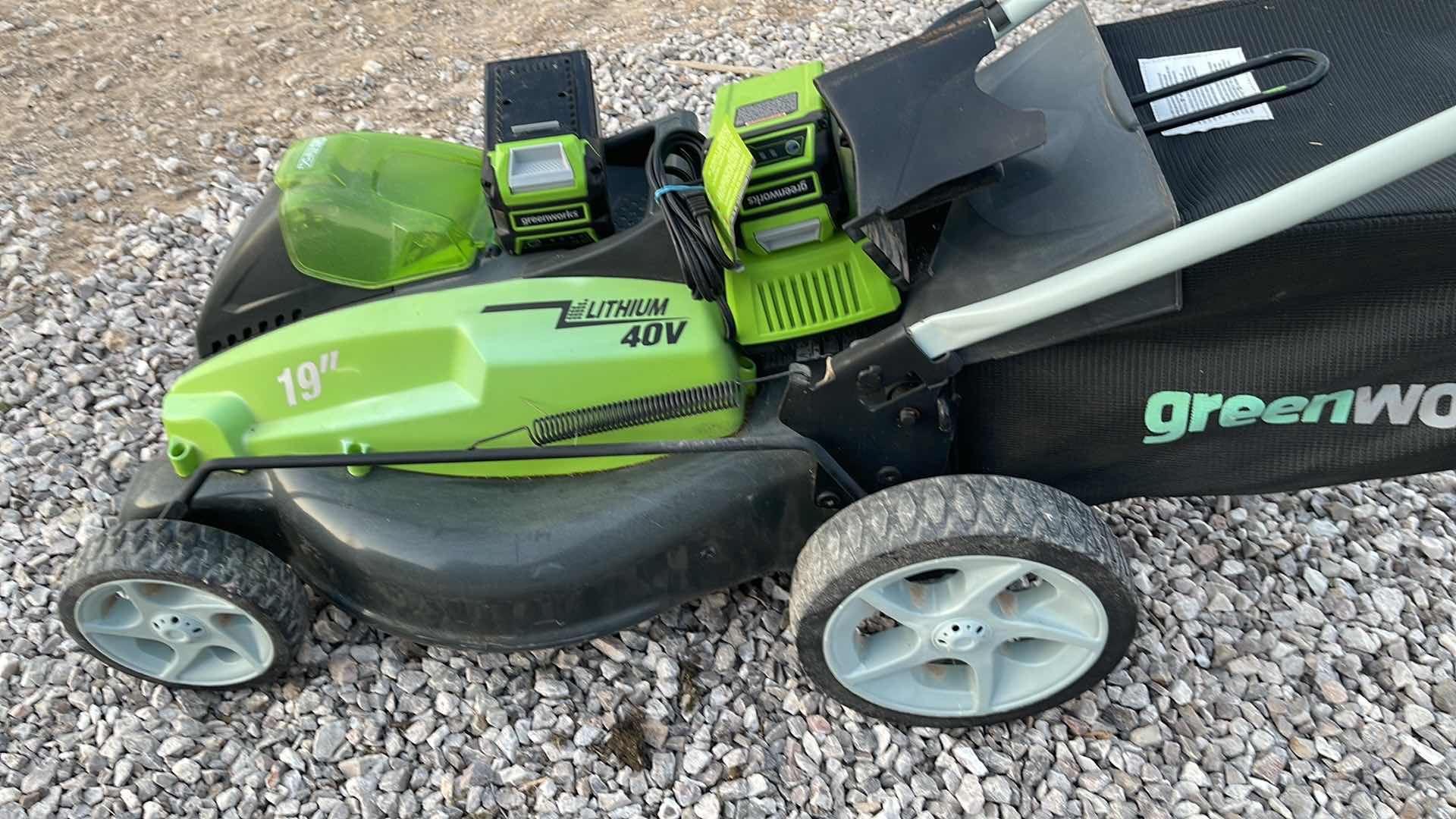 Photo 1 of GREENWORKS 19” LITHIUM 40V LAWNMOWER W/ EXTRA BATTERY & CHARGER