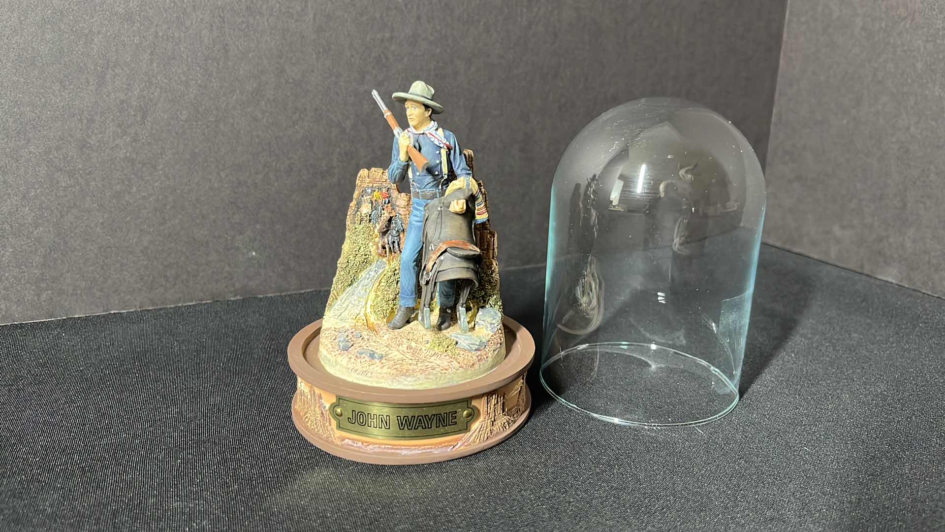 Photo 1 of JOHN WAYNE FRANKLIN MINT LIMITED EDITION HAND-PAINTED SCULTURES W GLASS DOMES 3.5” X 5”