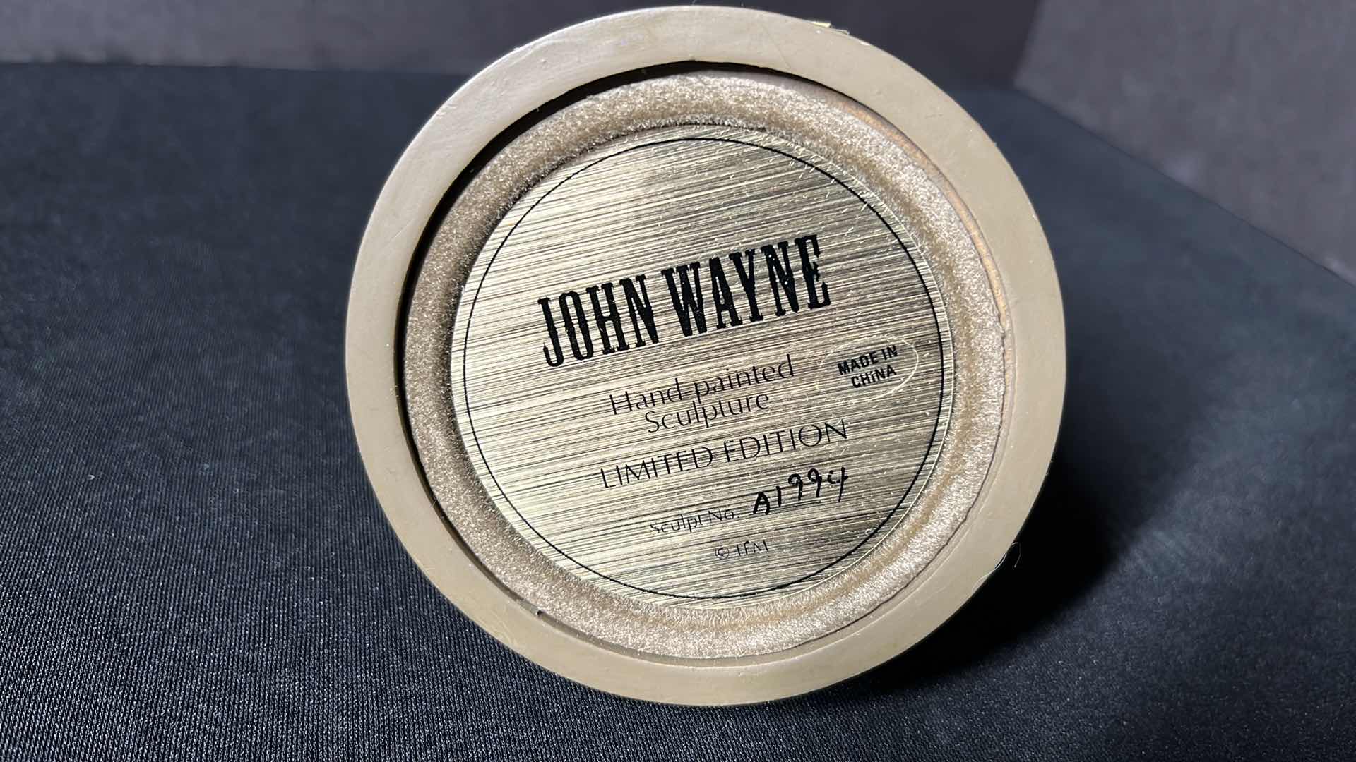 Photo 7 of JOHN WAYNE FRANKLIN MINT LIMITED EDITION HAND-PAINTED SCULTURES W GLASS DOMES 3.5” X 5” (FEET CRACKED)