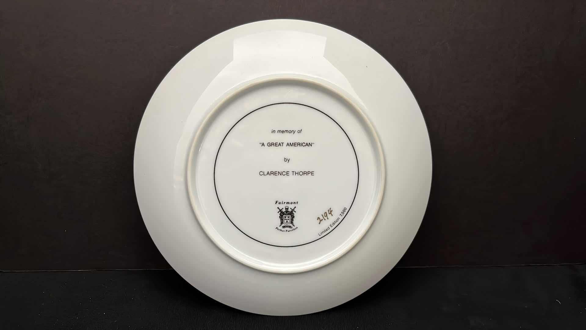 Photo 1 of CLARENCE THORPE COLLECTIBLE LIMITED EDITION PLATE JOHN WAYNE A GREAT AMERICAN 8.5”