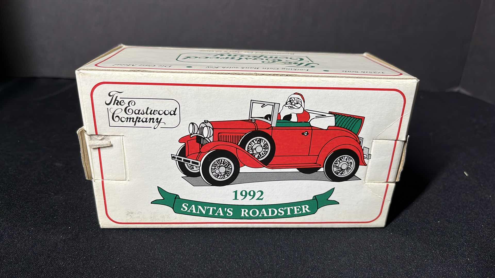 Photo 1 of THE EASTWOOD COMPANY DIE-CAST METAL GORD MODEL A 1992 SANTA’S ROADSTER LOCKING COIN BANK W KEY (STOCK #1928)