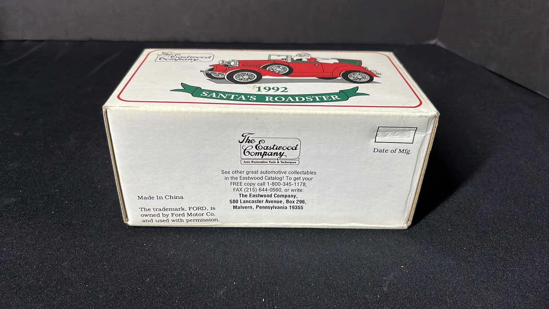 Photo 1 of THE EASTWOOD COMPANY DIE-CAST METAL GORD MODEL A 1992 SANTA’S ROADSTER LOCKING COIN BANK W KEY (STOCK #1928)